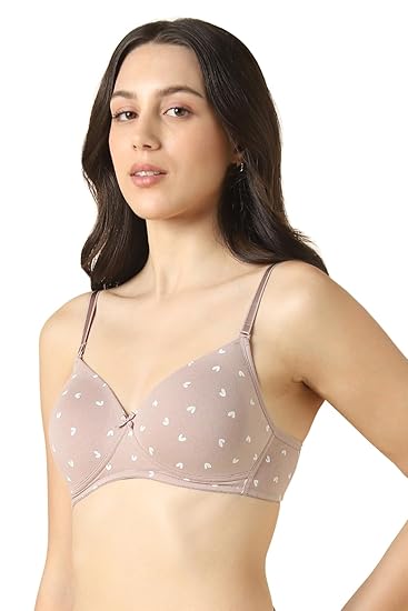 Van Heusen Women’s Printed Padded Wireless Bra – Medium Coverage, No-Slip Straps